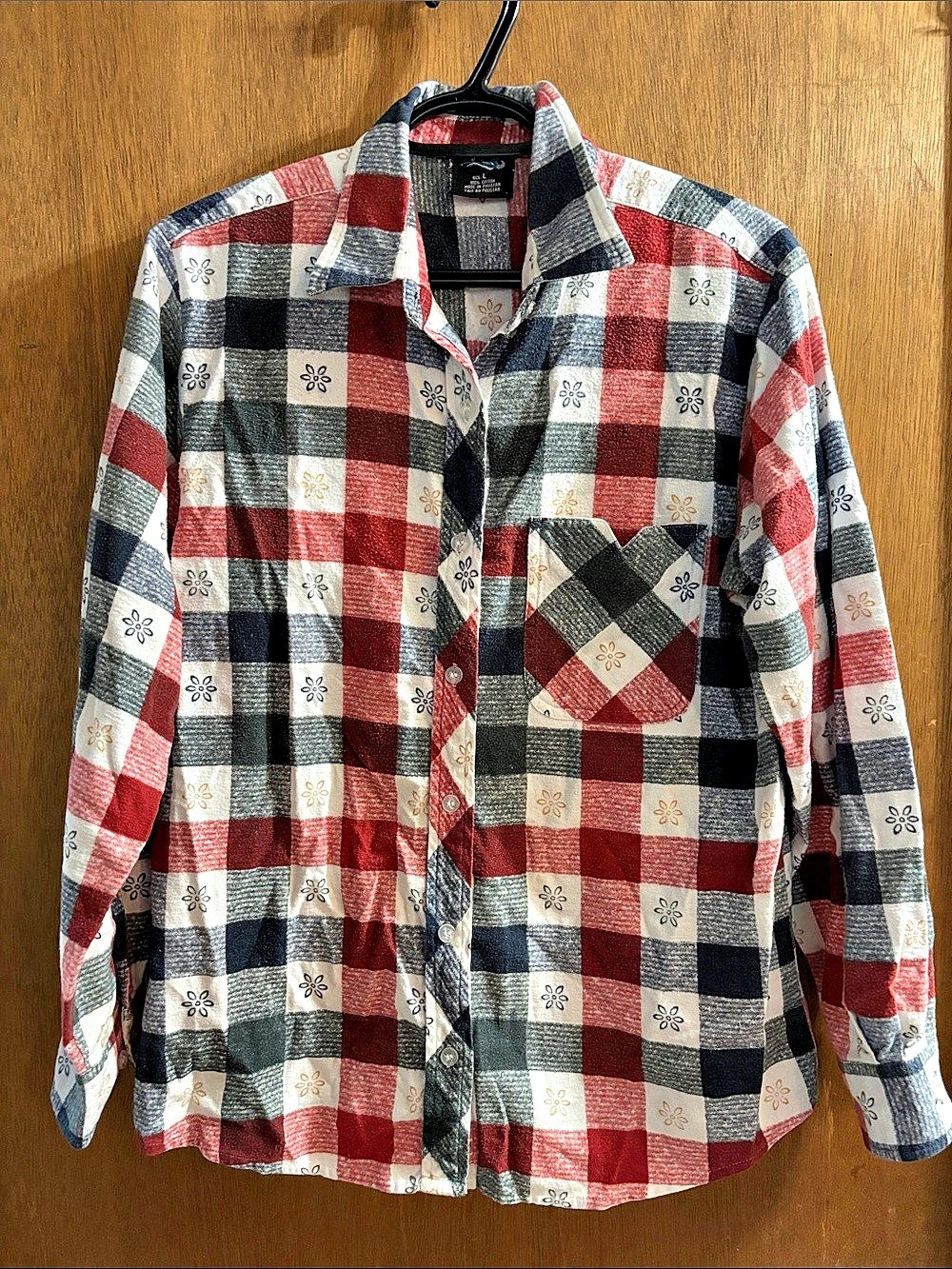 Agave Denim Checkered Cotton Shirt in Red & Black Size Large Like New